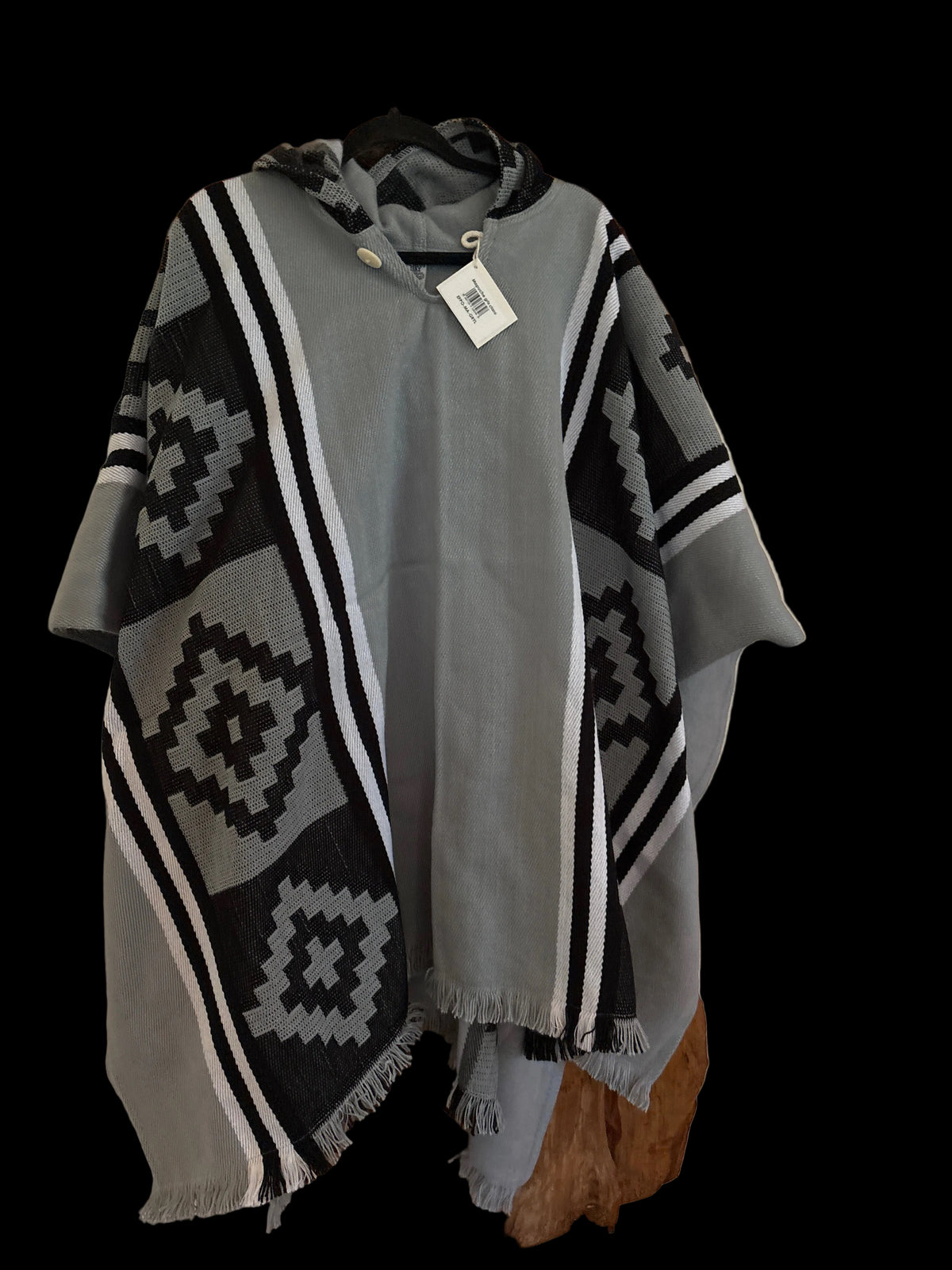 XL Poncho Mapuche Gris Claris