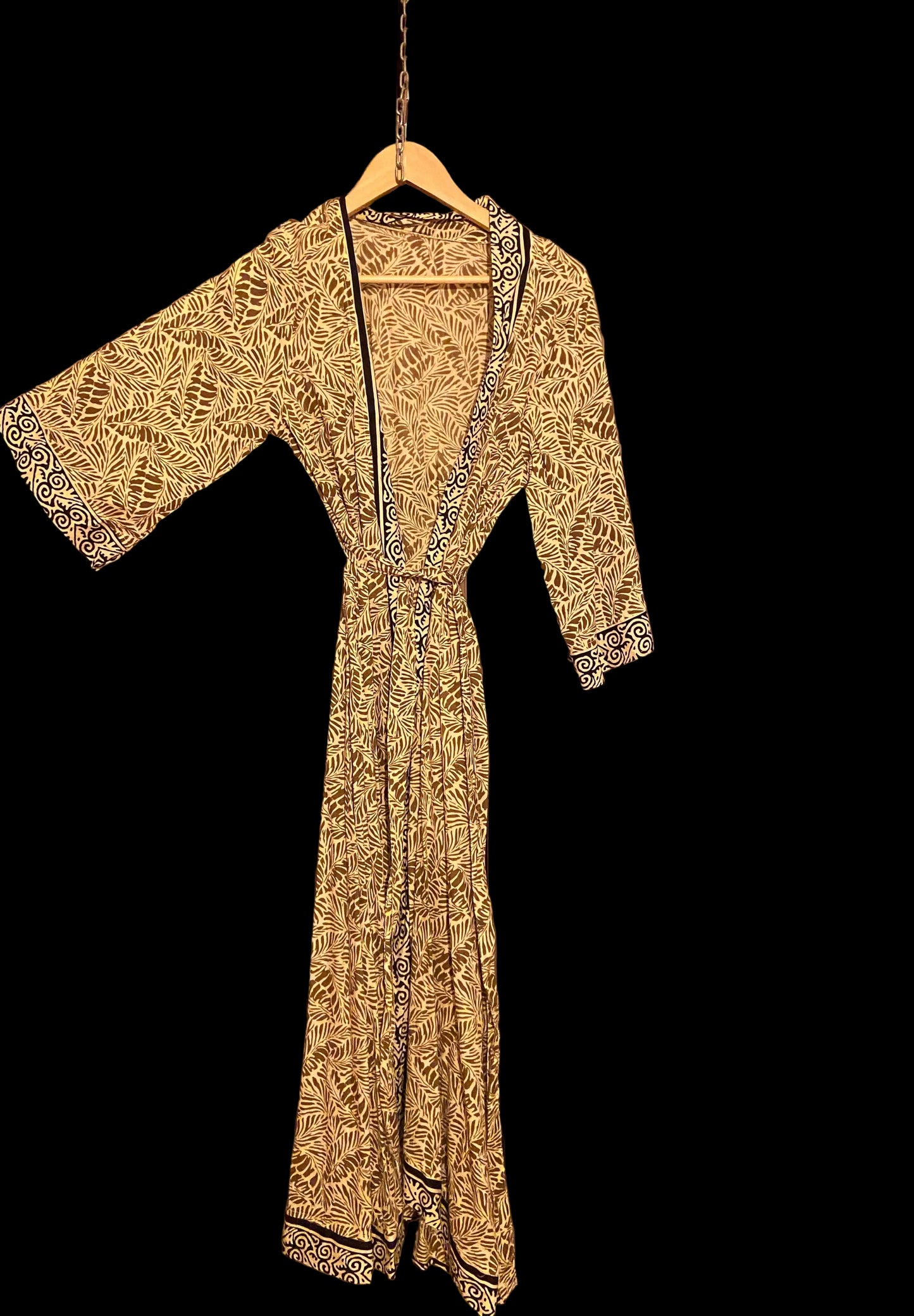 Kimono/badjas bruin met zwarte bies