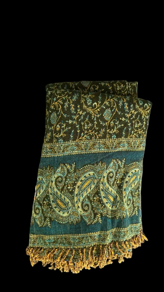 Meditatie/ omslagdoek groen/oker