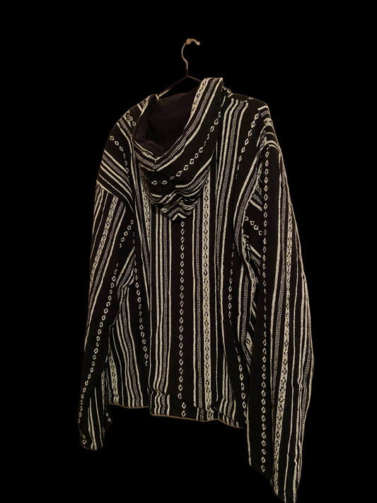 Mexicaanse baja hoodie - gevoerd - unisex - zwart/wit