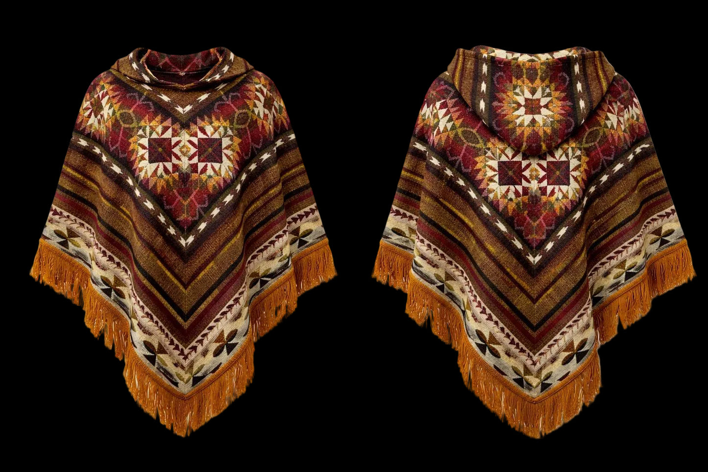 Driehoek Poncho - Alpacawol - Oranje