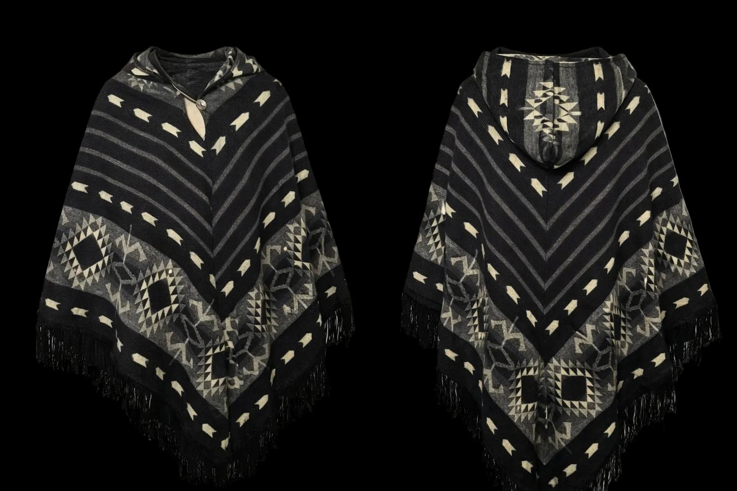 Driehoek Poncho - Alpacawol - Zwart