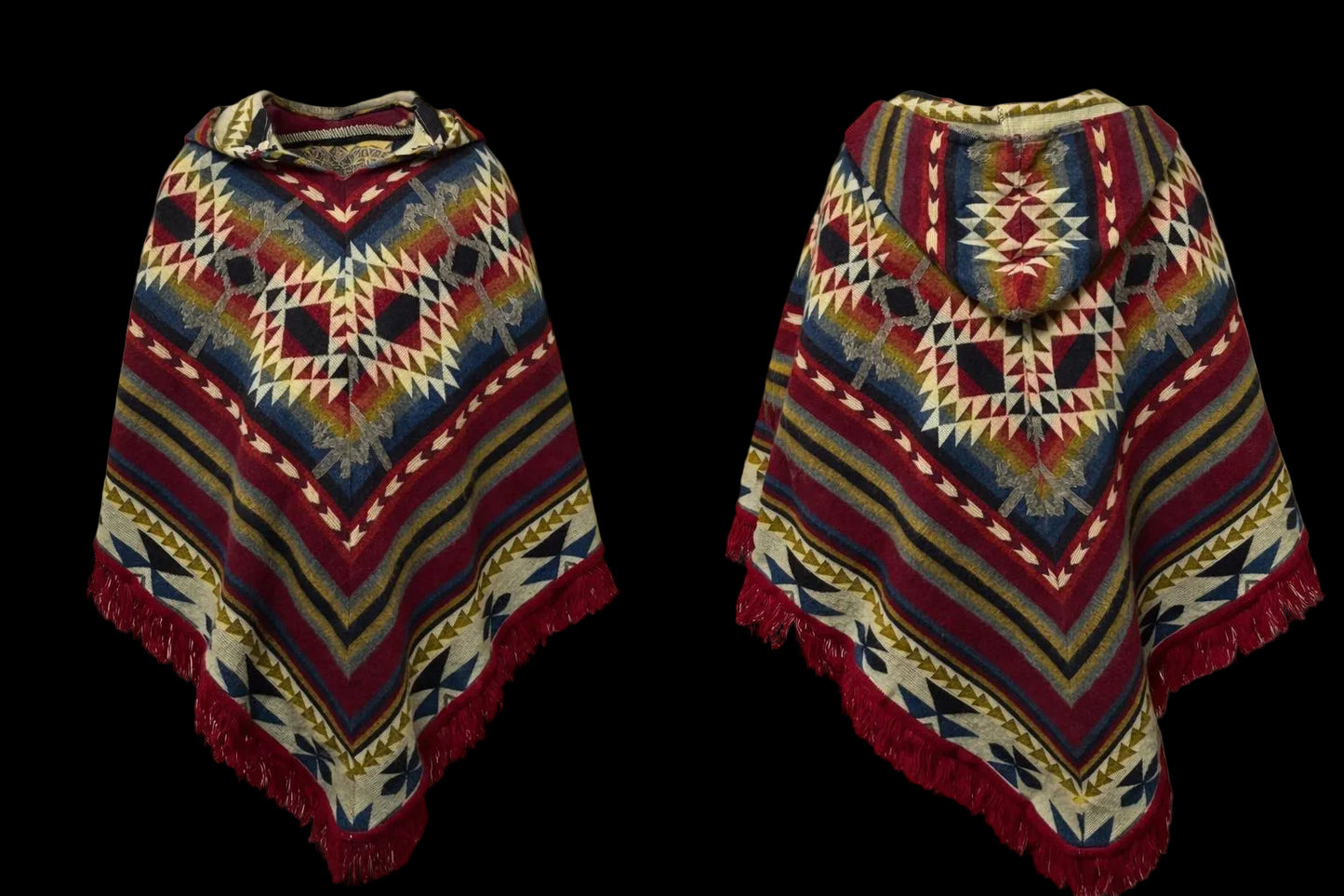 Driehoek Poncho - Alpacawol - Rood