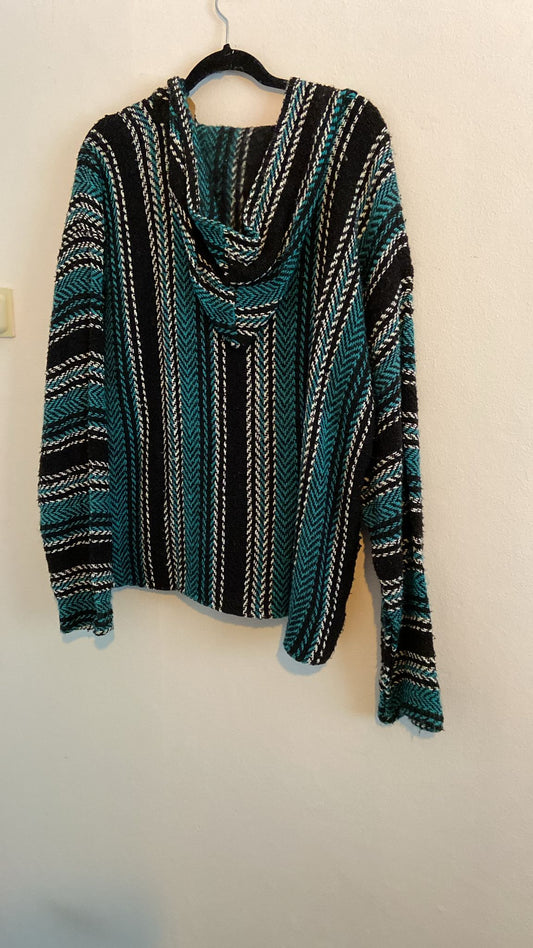 Mexicaanse Baja hoodie - unisex - blauw/zwart