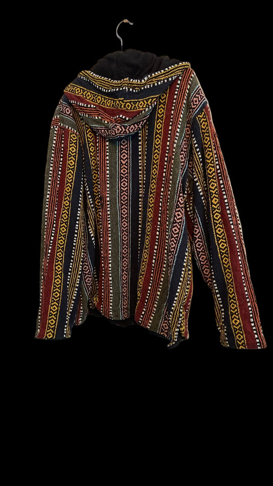 Mexicaanse Baja hoodie - gevoerd - unisex - bordeaux/geel