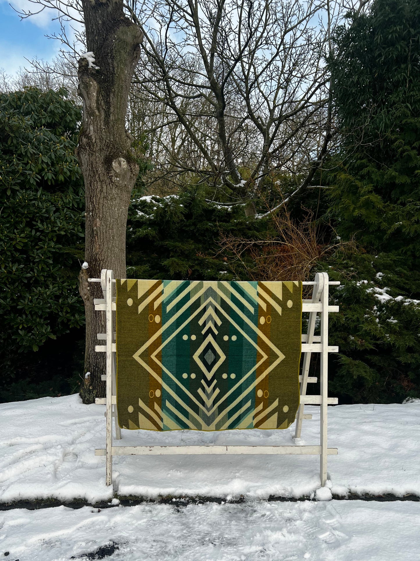 Alpaca deken - 110x185 cm - Blauw/Mosterd