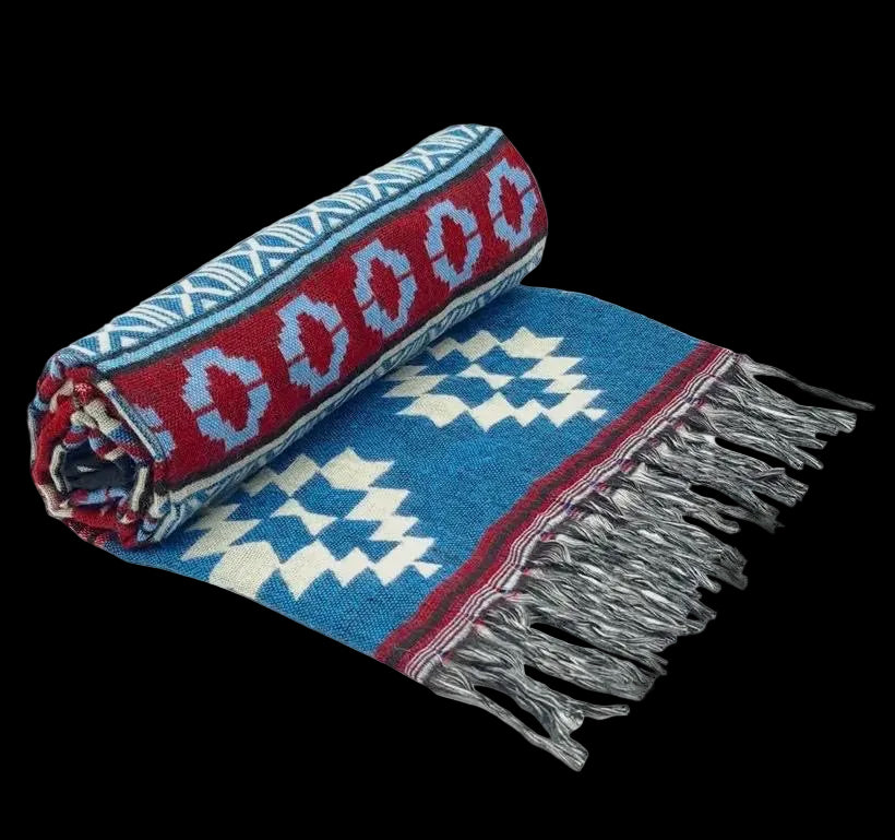 Bohemian shawl 200x95 cm - bordeaux/blauw