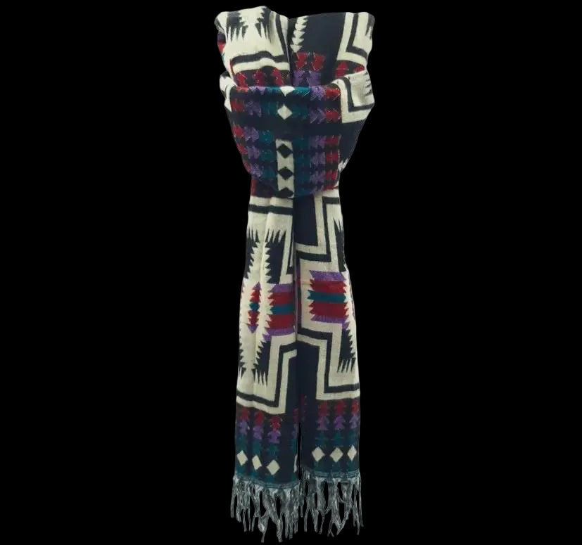 Bohemian shawl 200x95 cm - Rood/paars/teal