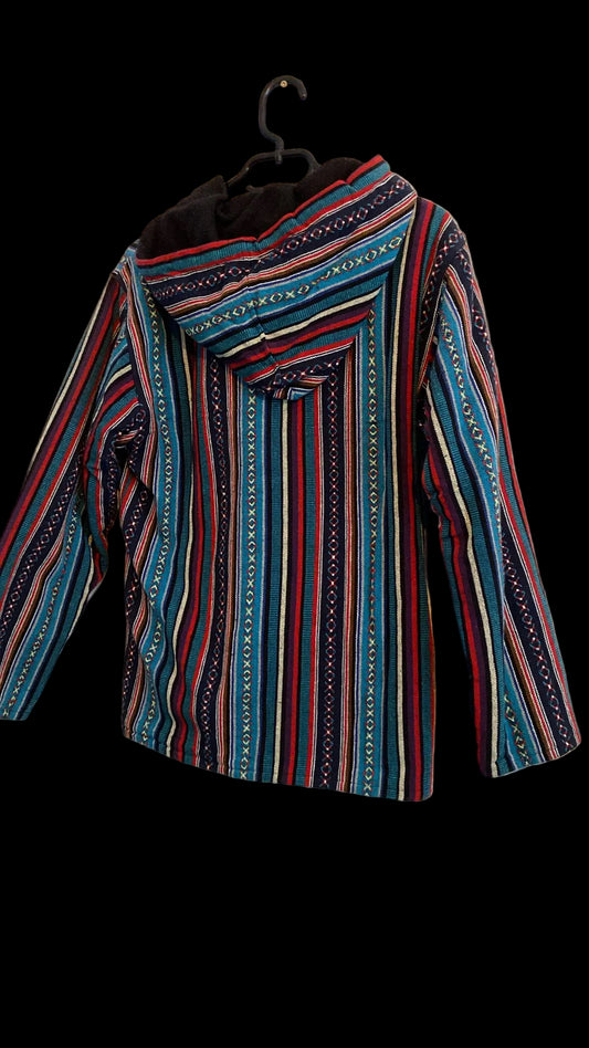 Mexicaanse Baja Hoodie - gevoerd - unisex - blauw/rood
