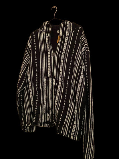 Mexicaanse baja hoodie - gevoerd - unisex - zwart/wit