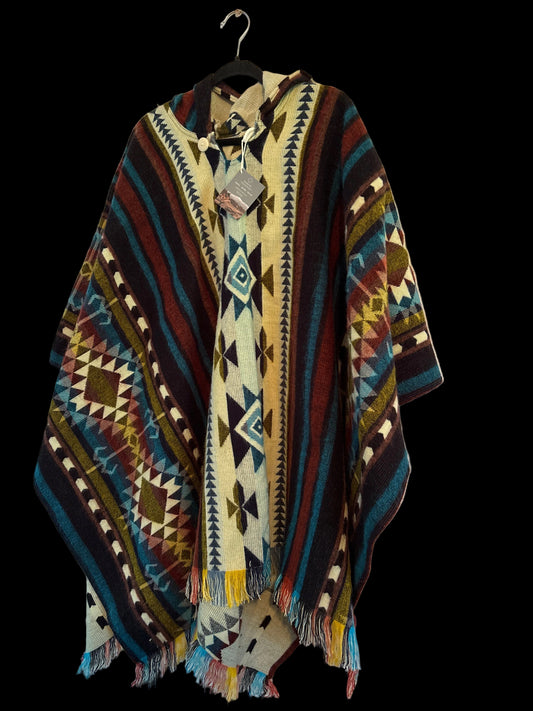 XL Poncho Alpacawol Paleo Kleurenmix