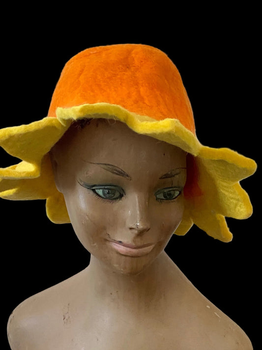 Vilten hoedje Zonnebloem