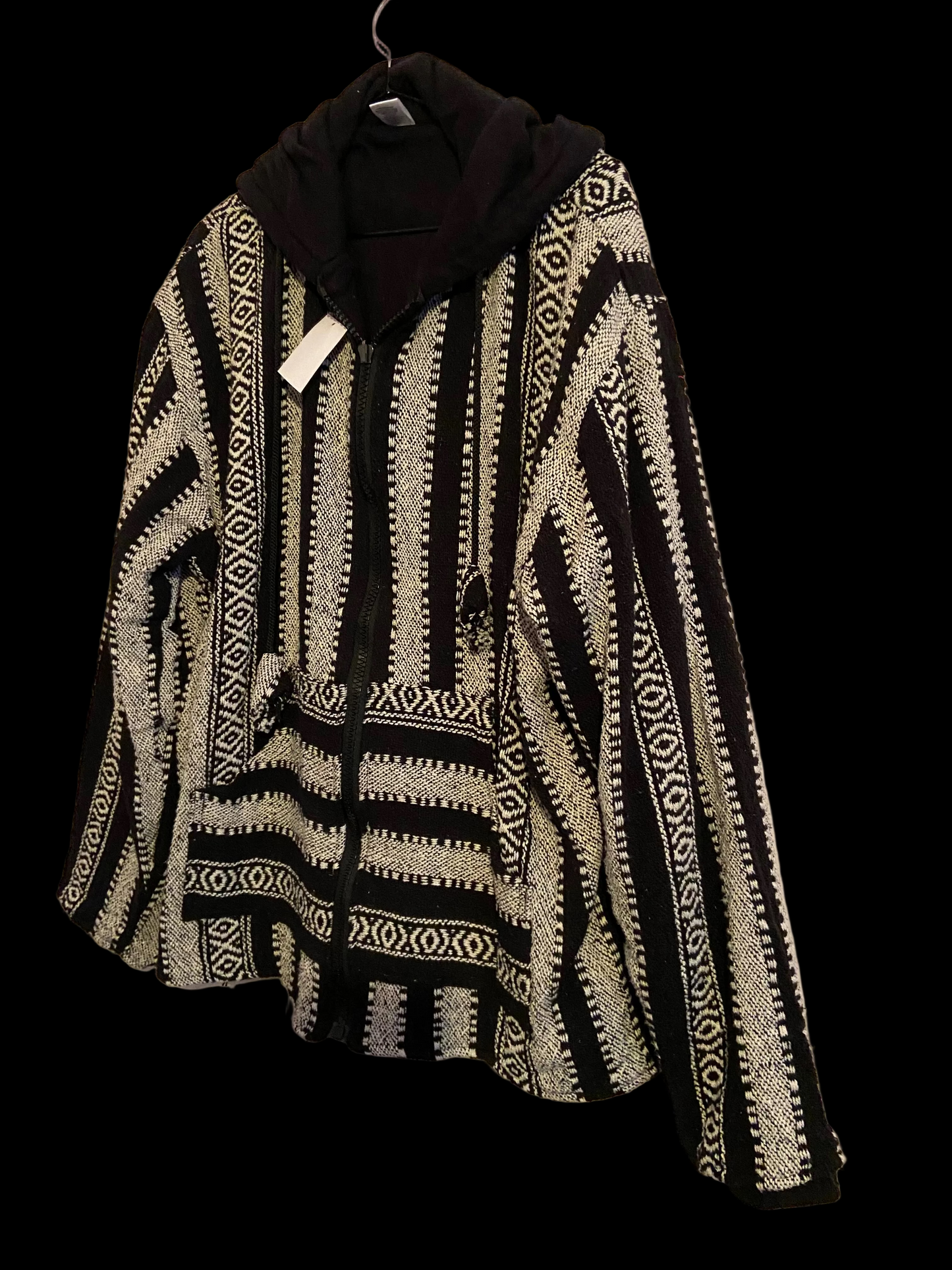 Mexicaanse Baja hoodie - gevoerd - unisex - zwart/creme