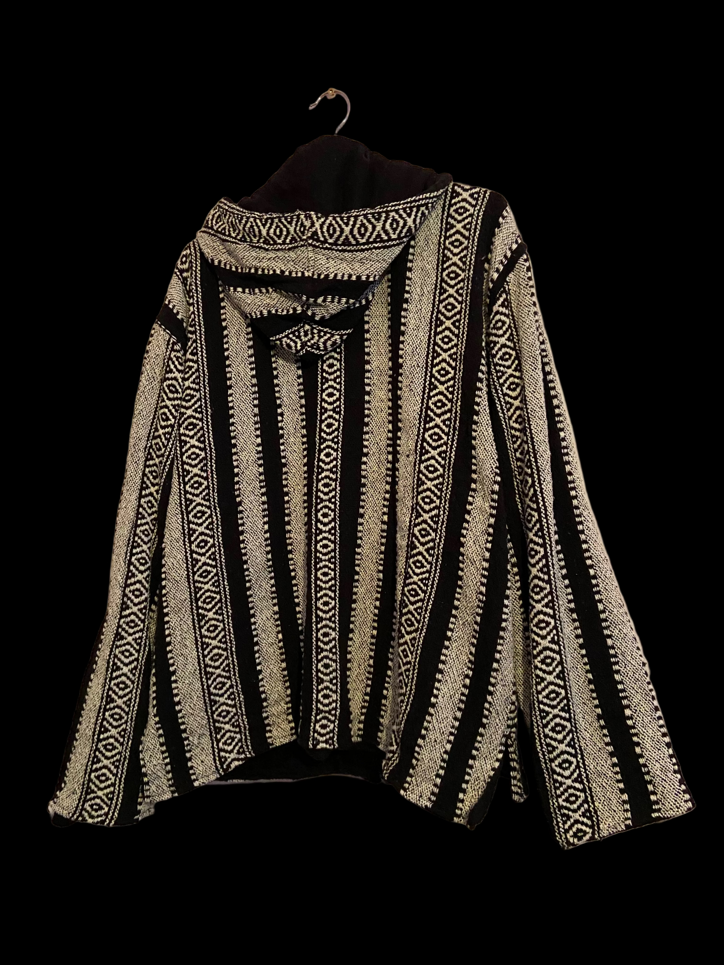 Mexicaanse Baja hoodie - gevoerd - unisex - zwart/creme