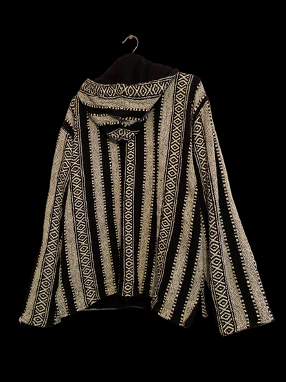Mexicaanse Baja hoodie - gevoerd - unisex - zwart/creme