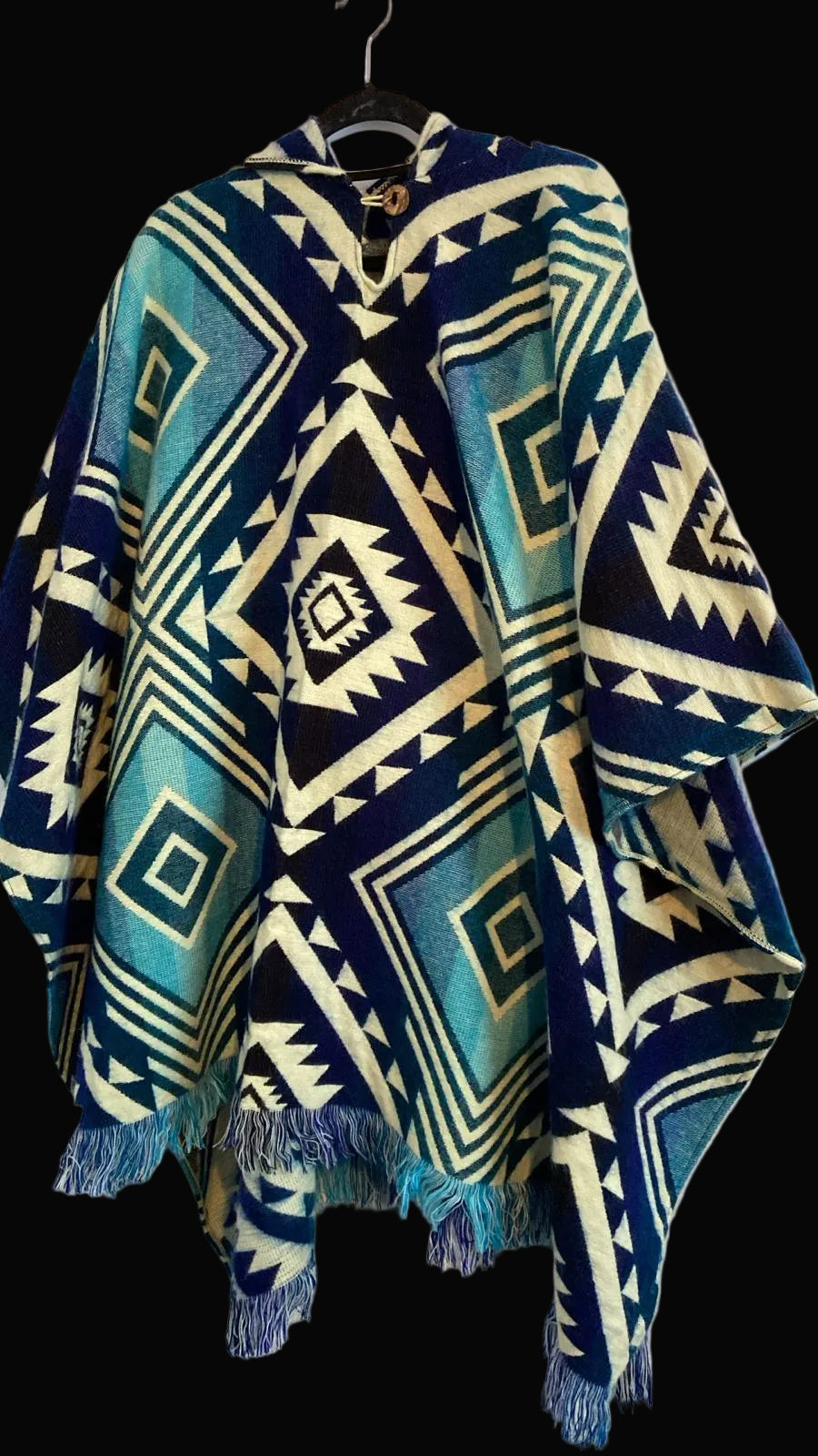 XL Poncho - Alpacawol - Blauw