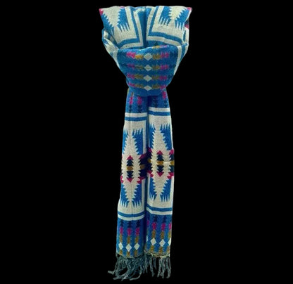 Bohemian shawl 200x 95 cm - Blauw/multi