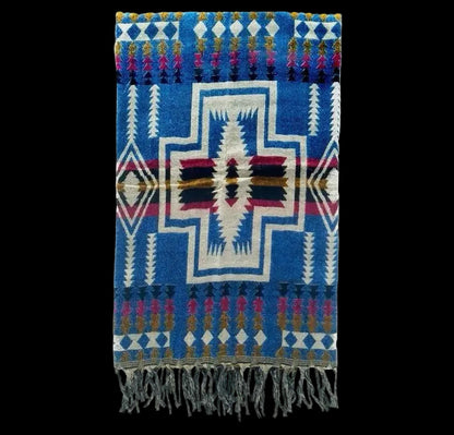 Bohemian shawl 200x 95 cm - Blauw/multi