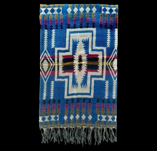Bohemian shawl 200x 95 cm - Blauw/multi
