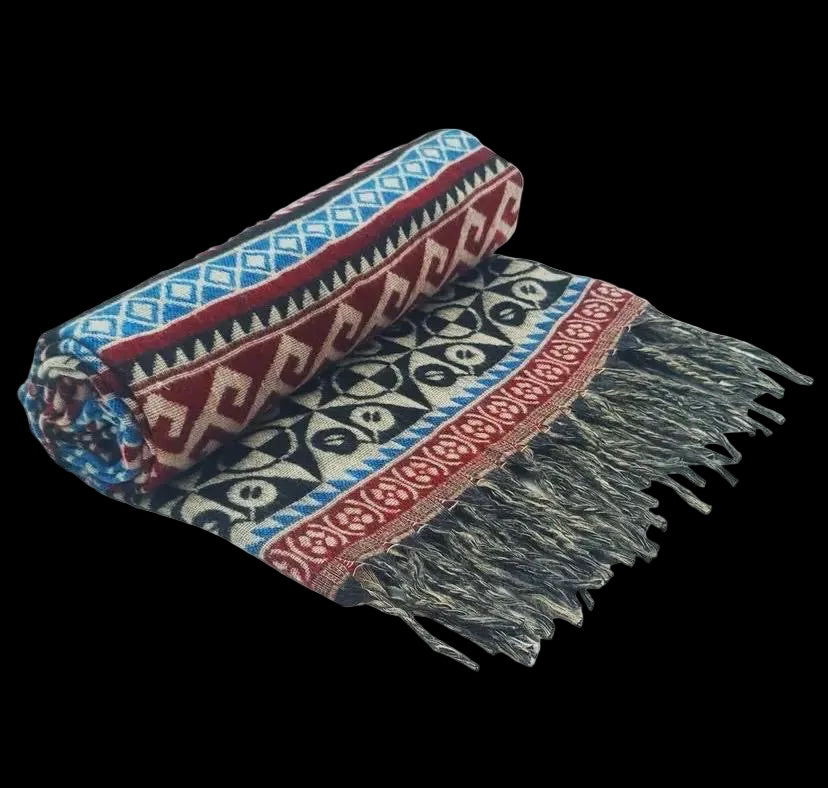 Bohemian shawl 200x 95 cm - Rood/blauw