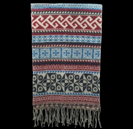 Bohemian shawl 200x 95 cm - Rood/blauw
