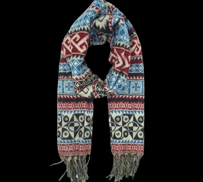 Bohemian shawl 200x 95 cm - Rood/blauw