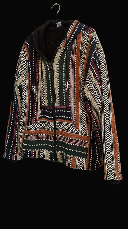 Mexicaanse Baja hoodie - gevoerd - unisex - oranje/creme