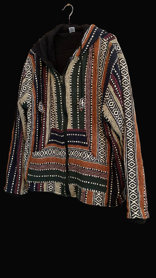 Mexicaanse Baja hoodie - gevoerd - unisex - oranje/creme