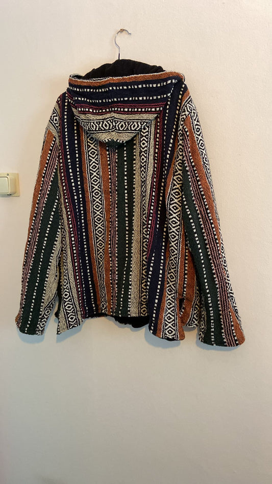 Mexicaanse Baja hoodie - gevoerd - unisex - oranje/creme