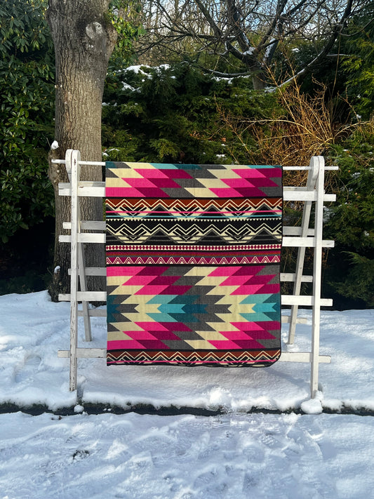 XXL Alpaca deken - 225x190 cm - Pink/Blue/Multi