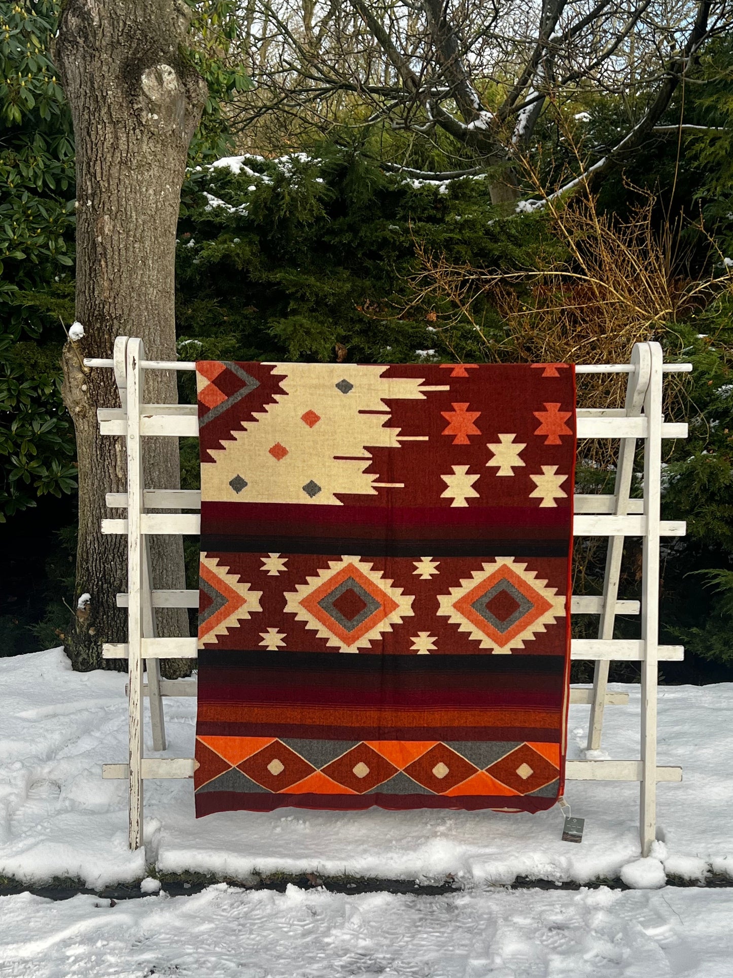 XXL Alpaca deken - 225x190 cm - Rood/Oranje/Multi