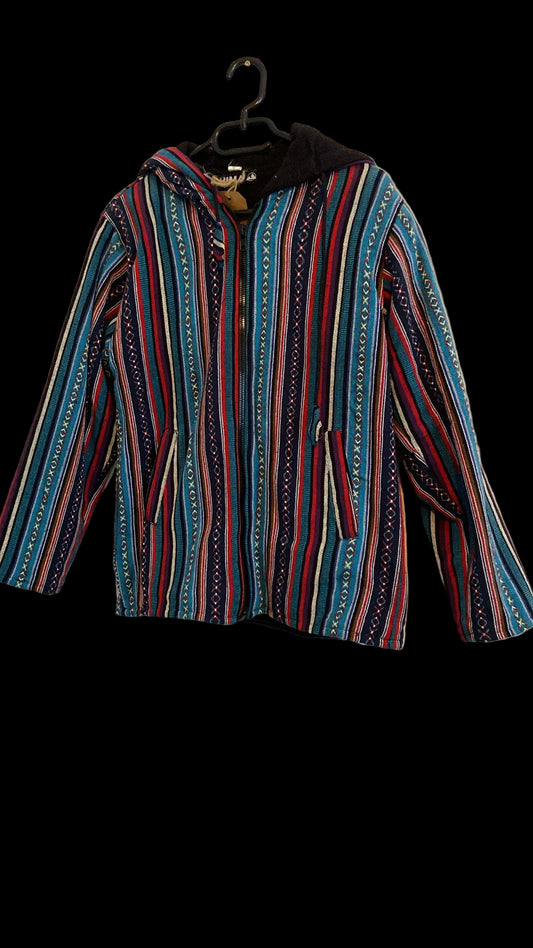 Mexicaanse Baja Hoodie - gevoerd - unisex - blauw/rood