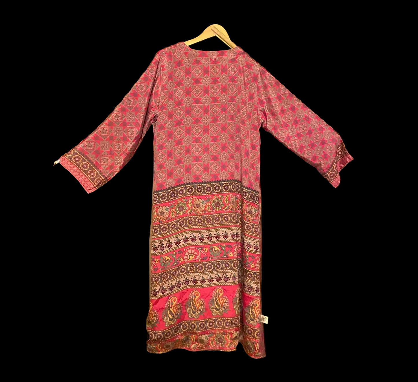 Omkeerbare zijden kimono - koraal