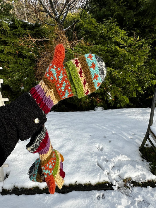Wollen cabrio wanten met kap - Vingerloze handschoenen - Autumn