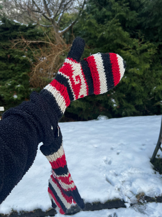 Wollen cabrio wanten met kap - Vingerloze handschoenen - Egyptian wave