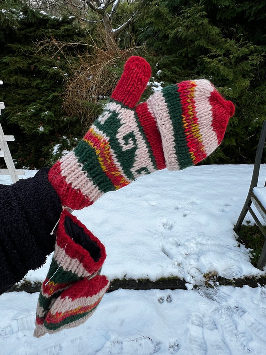 Wollen cabrio wanten met kap - Vingerloze handschoenen - Italian wave