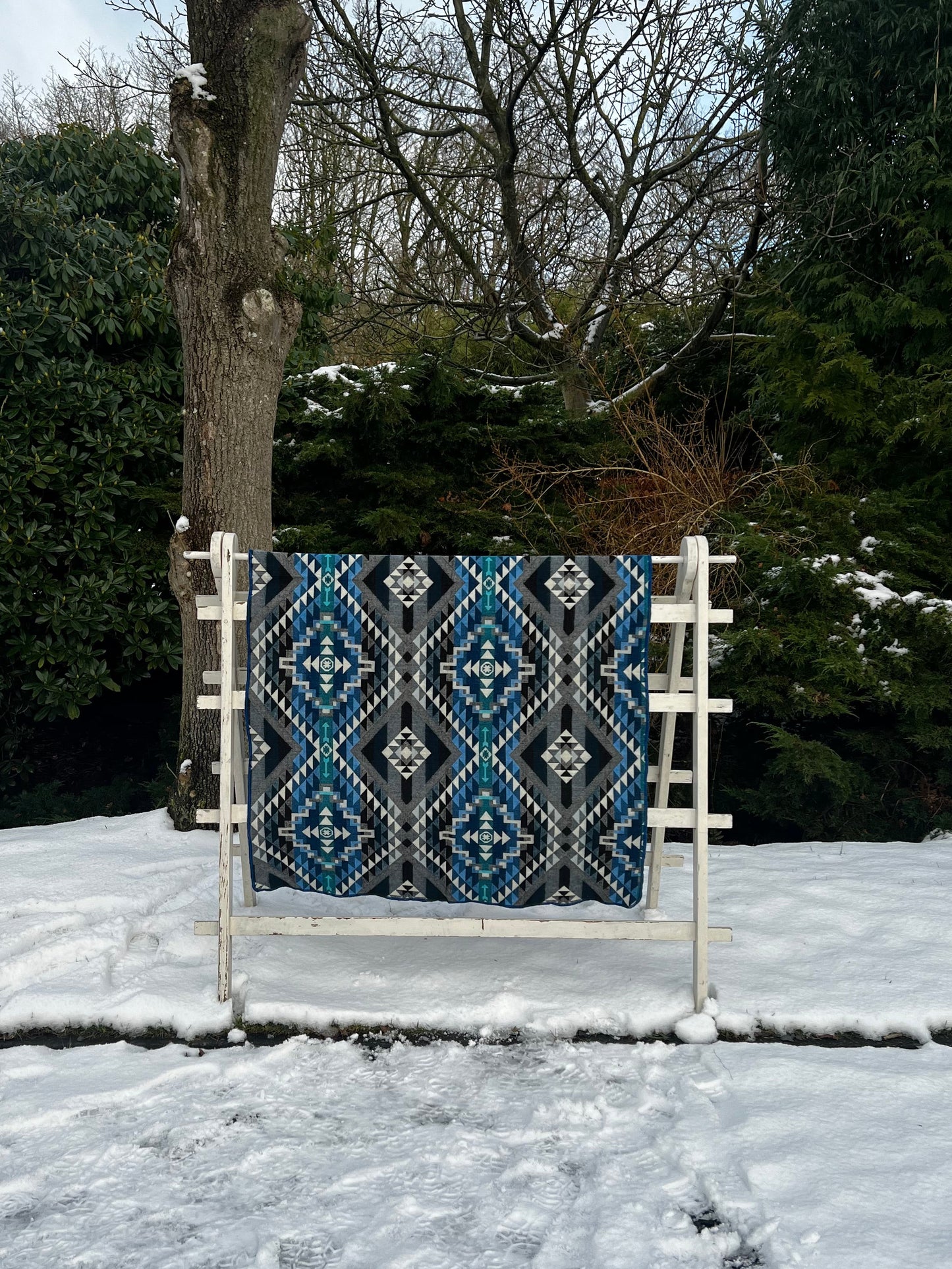 Alpaca deken - 110x185 cm - Blauw/Grijs