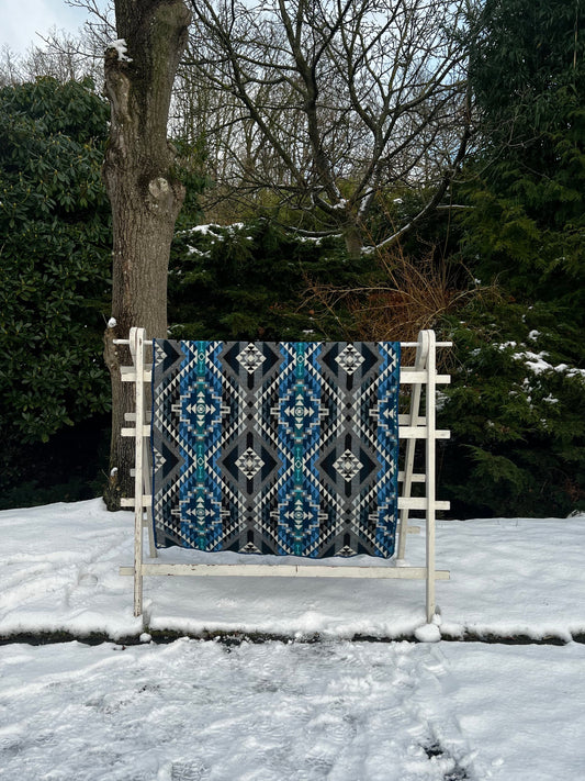 Alpaca deken - 110x185 cm - Blauw/Grijs