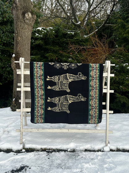 Alpaca deken - 110x185 cm - Blauw/Grijs