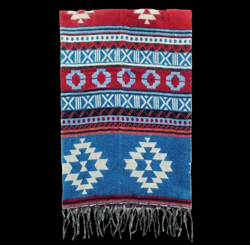 Bohemian shawl 200x95 cm - bordeaux/blauw