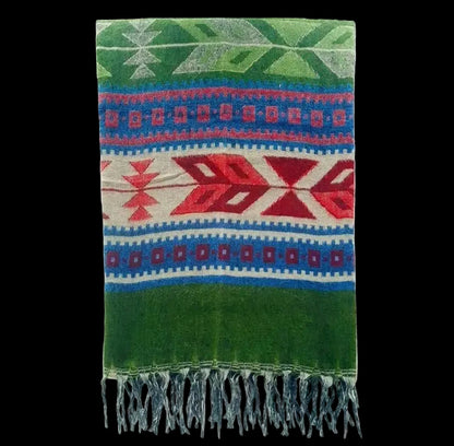 Bohemian shawl 200x95 cm - Groen/blauw/rood