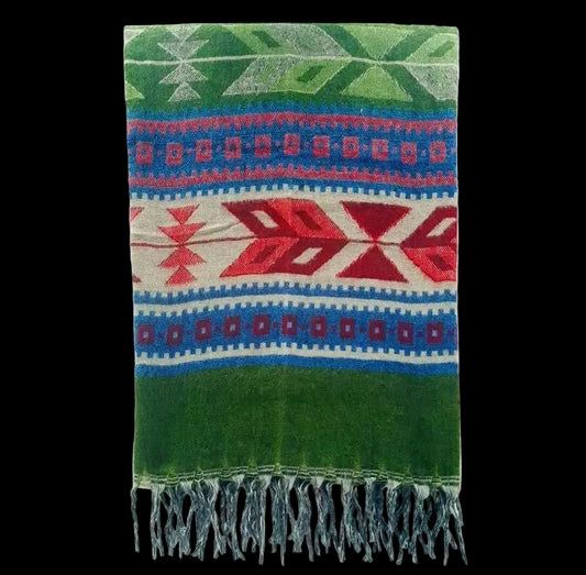 Bohemian shawl 200x95 cm - Groen/blauw/rood