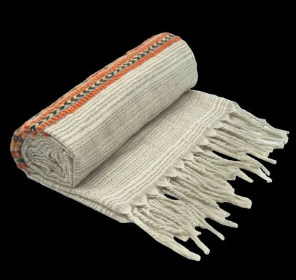 Bohemian shawl 200x95 cm - creme/oranje