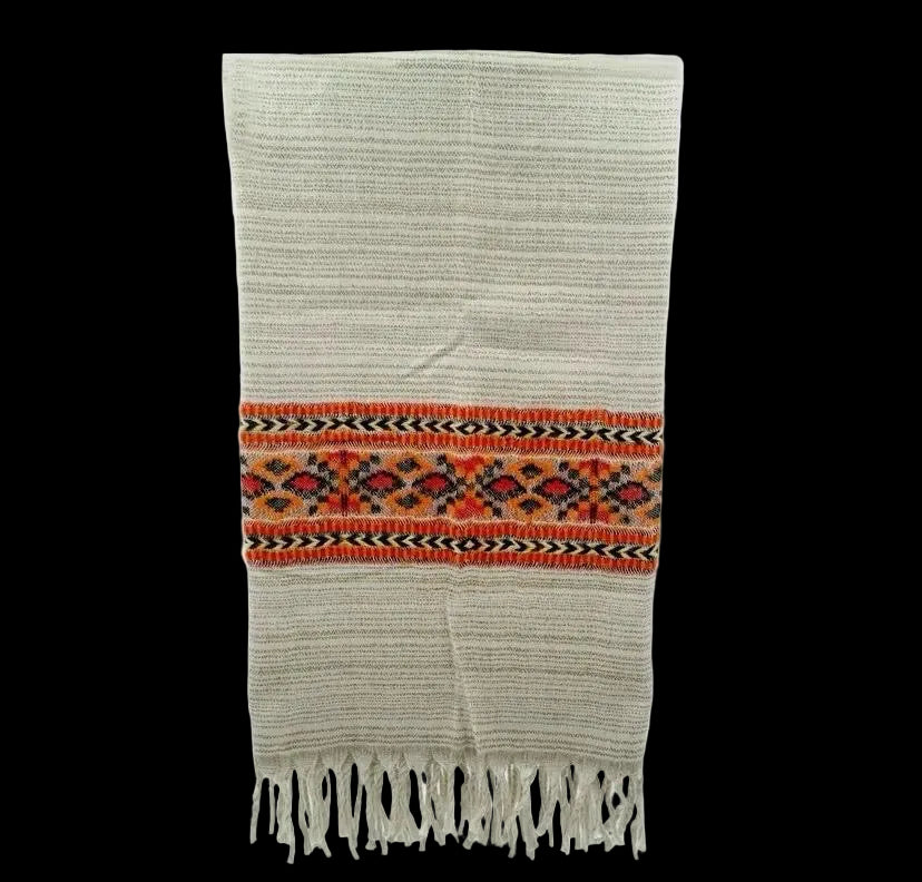 Bohemian shawl 200x95 cm - creme/oranje