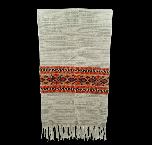 Bohemian shawl 200x95 cm - creme/oranje