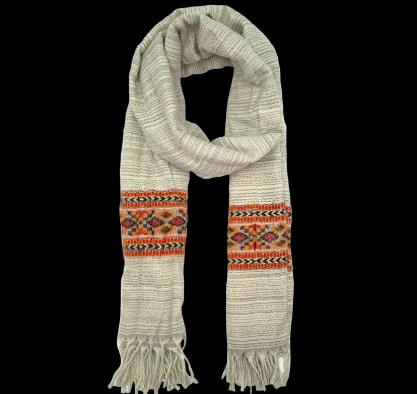 Bohemian shawl 200x95 cm - creme/oranje