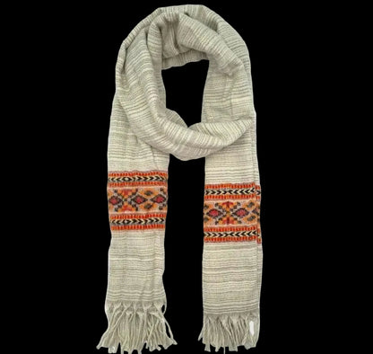 Bohemian shawl 200x95 cm - creme/oranje