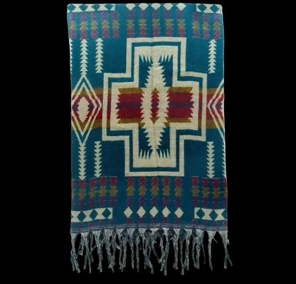 Bohemian shawl 200x95 cm - multi blauw