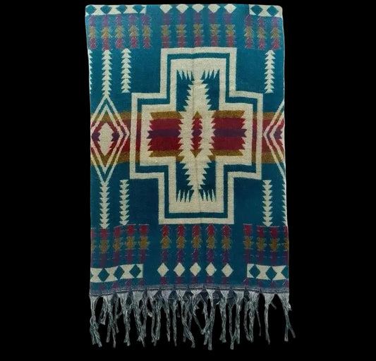 Bohemian shawl 200x95 cm - multi blauw
