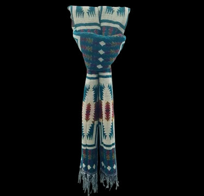 Bohemian shawl 200x95 cm - multi blauw